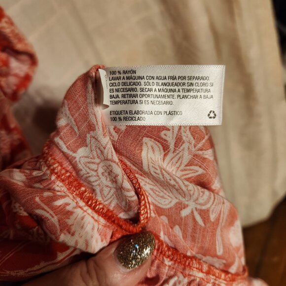 🧡 NWT Universal Thread Orange Floral Smocked Tiered Dress L 🧡 - Picture 7 of 8